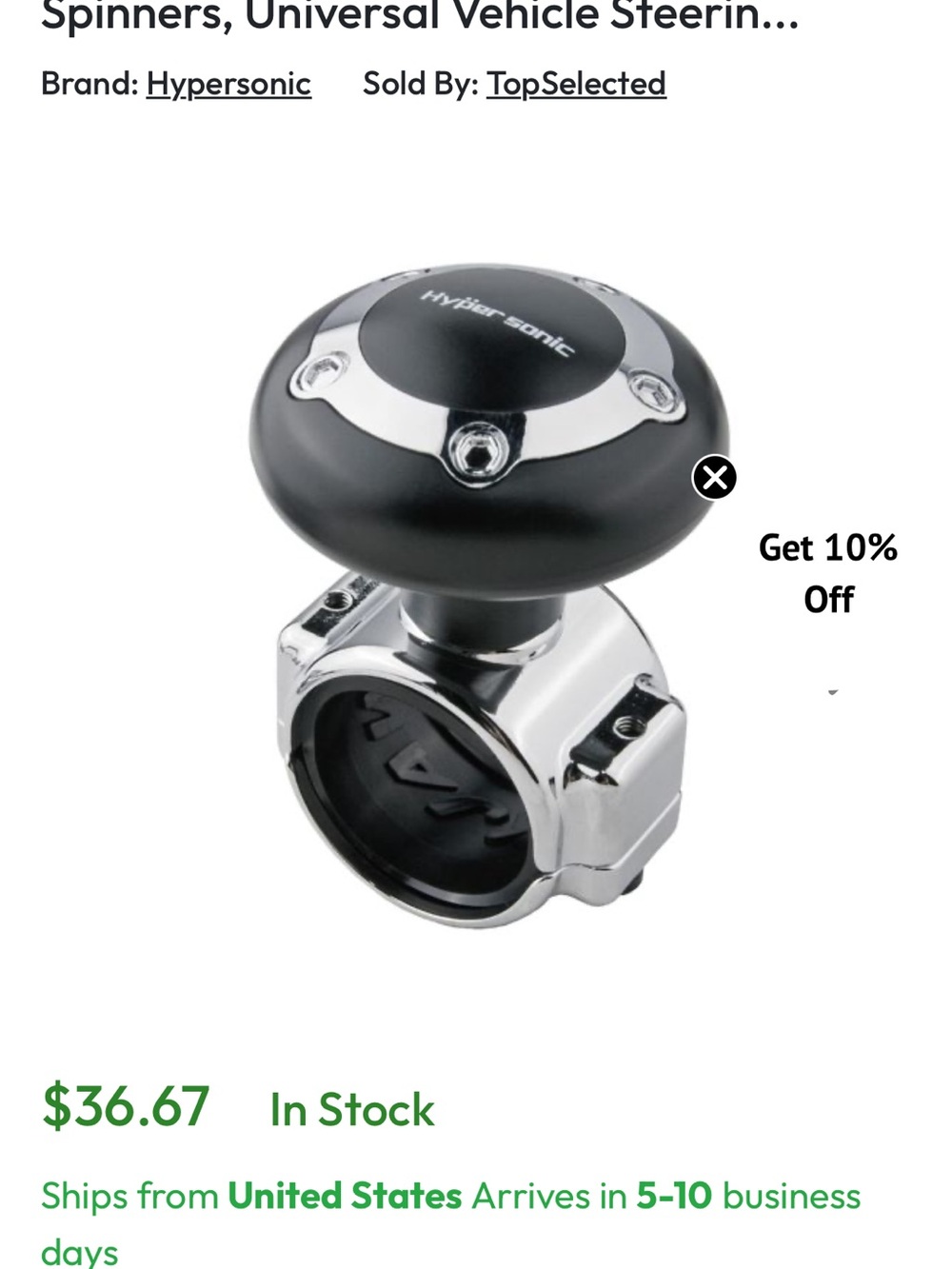 Hypersonic Black Steering Wheel Spinner Knob